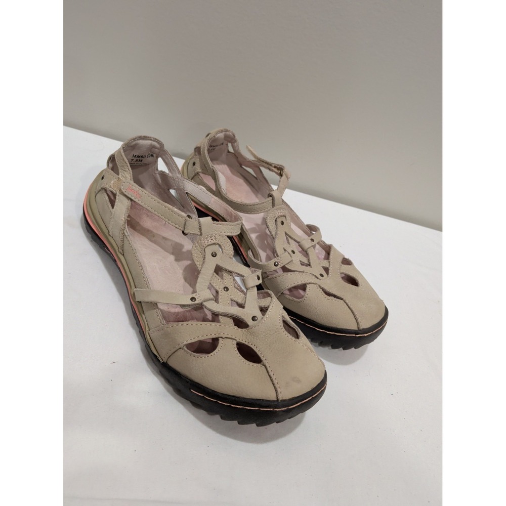 Jambu Spain Tangerine Oxford Flat Beige Leather Memory Foam Shoes 7.5M WJ17SAN54